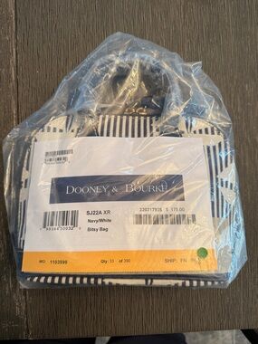 Dooney & Bourke Navy and White Striped Mini Satchel